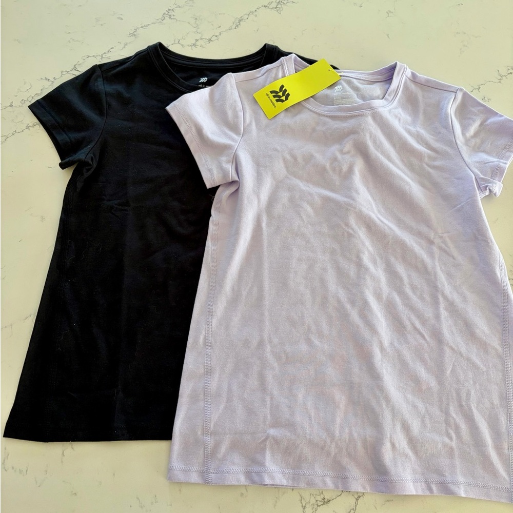 All in Motion Kids Black and Light Purple / Lavender Tees - Girl’s Medium